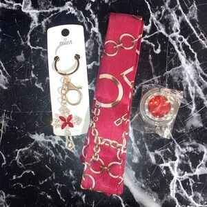 Mint Gold and Red purse accessory bundle NWT